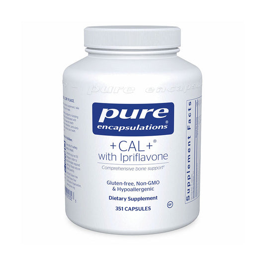 The front of bottle +CAL+ with lpriflavone by Pure Encapsulations