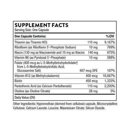 Basic B Complex Supplement Facts