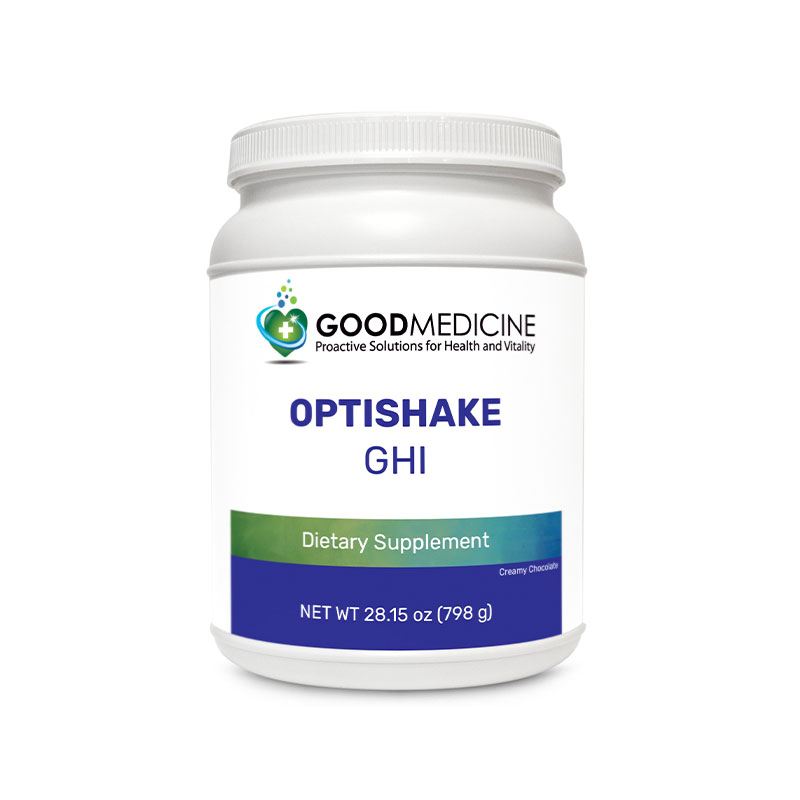 Good Medicine Label OptiShake GHI Creamy Chocolate Bottle