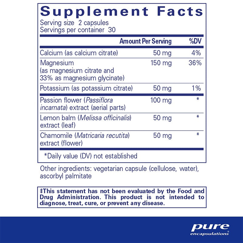 Pure Encapsulations Muscle Cramp Tension Formula Supplement Facts