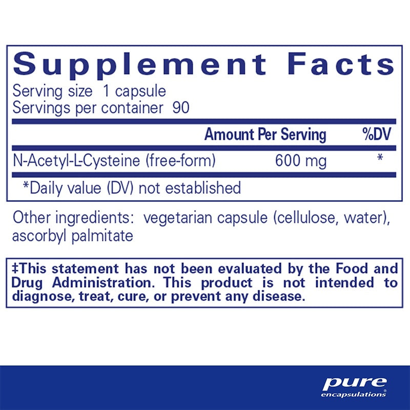 Pure Encapsulations NAC 600 mg Supplement Facts