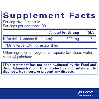 Pure Encapsulations NAC 600 mg Supplement Facts