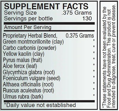 The supplement facts for Detox 2 by Byron White