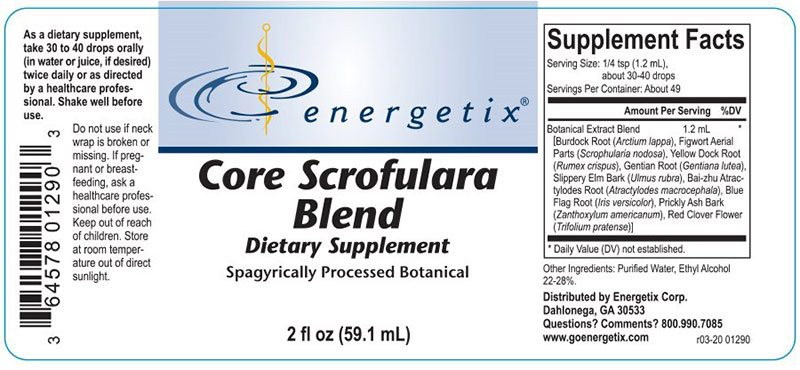 Energetix Core Scrofulare Blend Supplement Facts