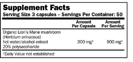 JHS Natural Products Lion's Main Supplement Facts