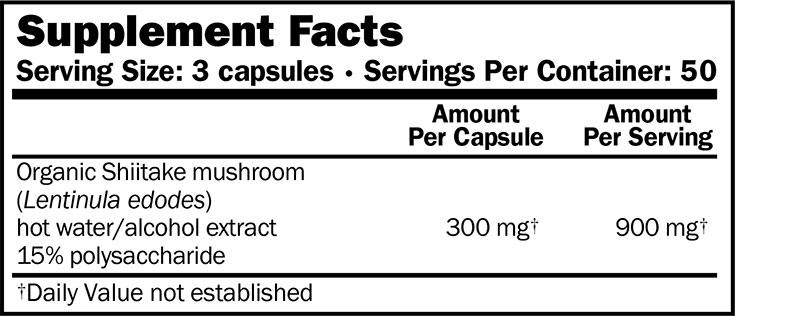 JHS Natural Products Shiitake Supplement Facts