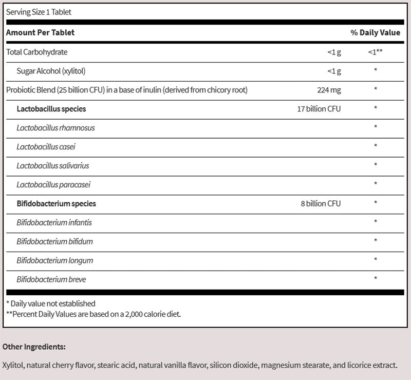 Klaire Labs Ther-Biotic Children's Chewable Supplement Facts