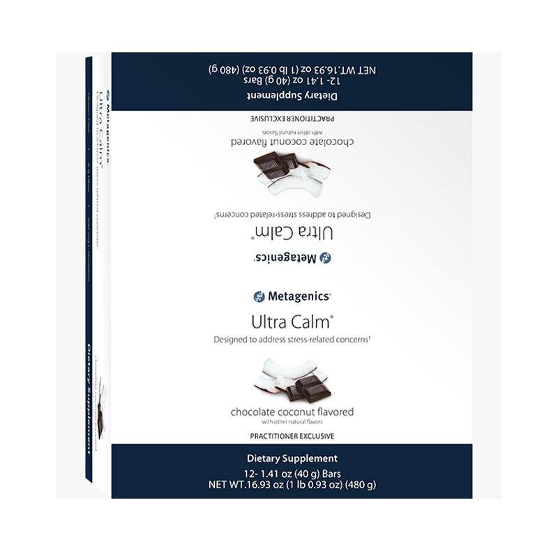 Metagenics Ultra Calm Bar Chocolate Coconut Box Top