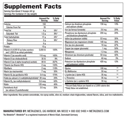 Metagenics UltraClear Powder Supplement Facts