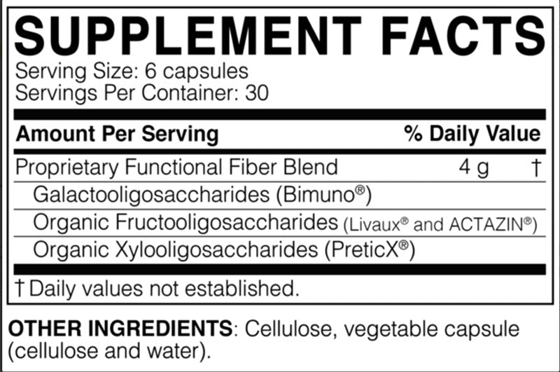 The supplement facts for MegaPre Capsules by Microbiome Labs