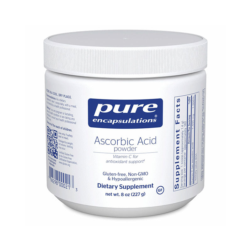 The front of bottle Ascorbic Acid Powder by Pure Encapsulations