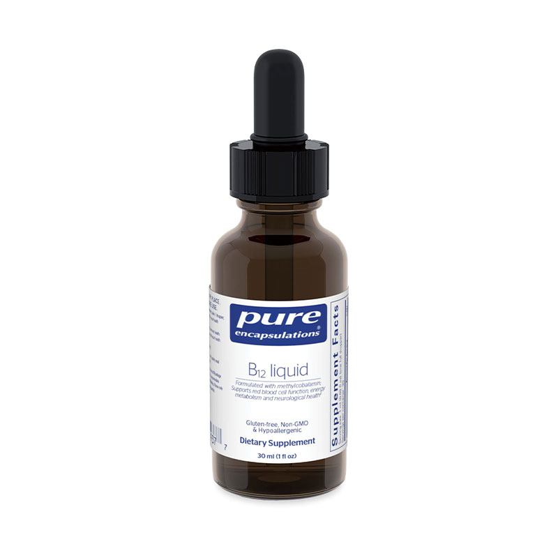 The front of bottle B12 Liquid by pure Encapsulations