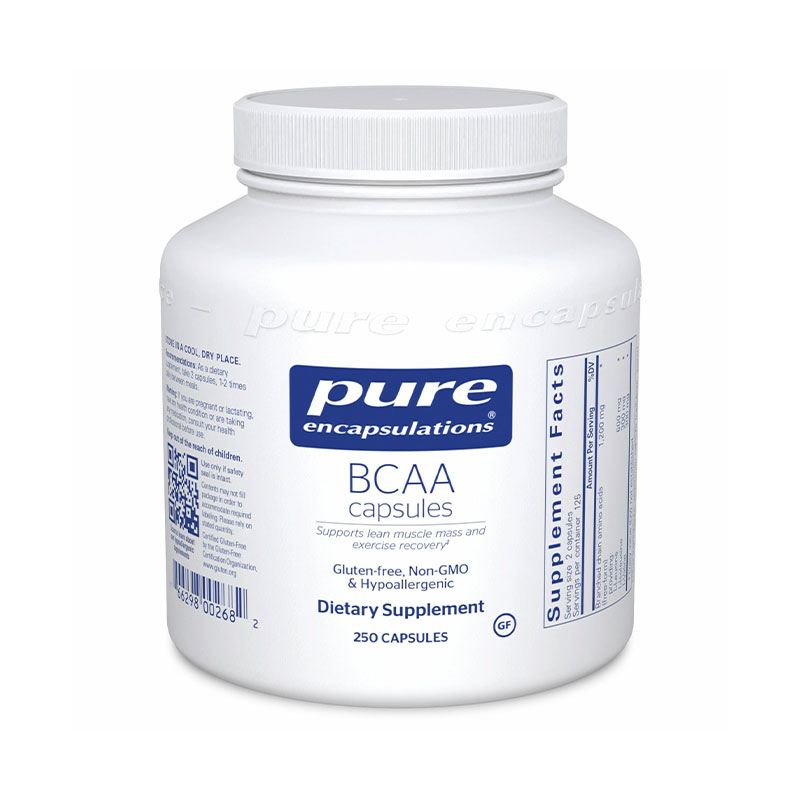 The front of bottle BCAA Capsules by Pure Encapsulations