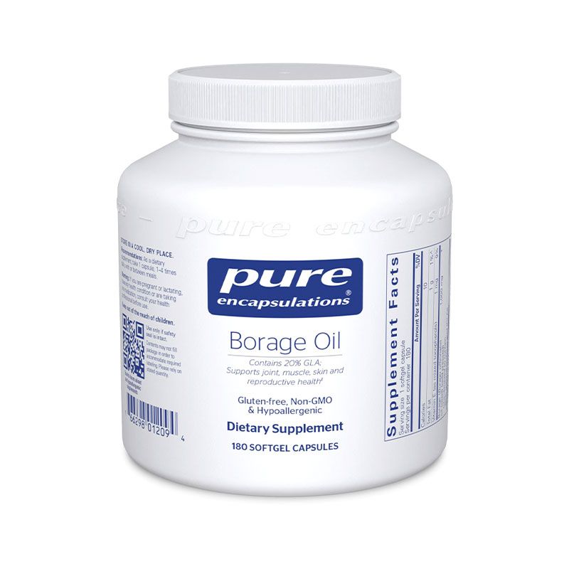 The front of bottle Borage Oil by Pure Encapsulations