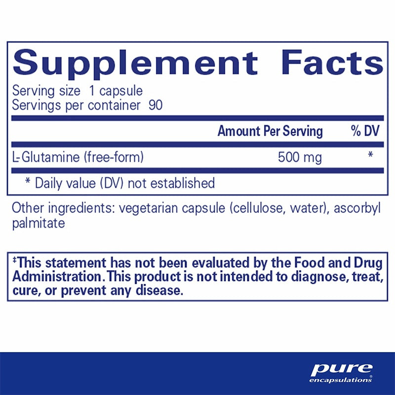 Pure Encapsulations L-Glutamine 500 mg Supplement Facts