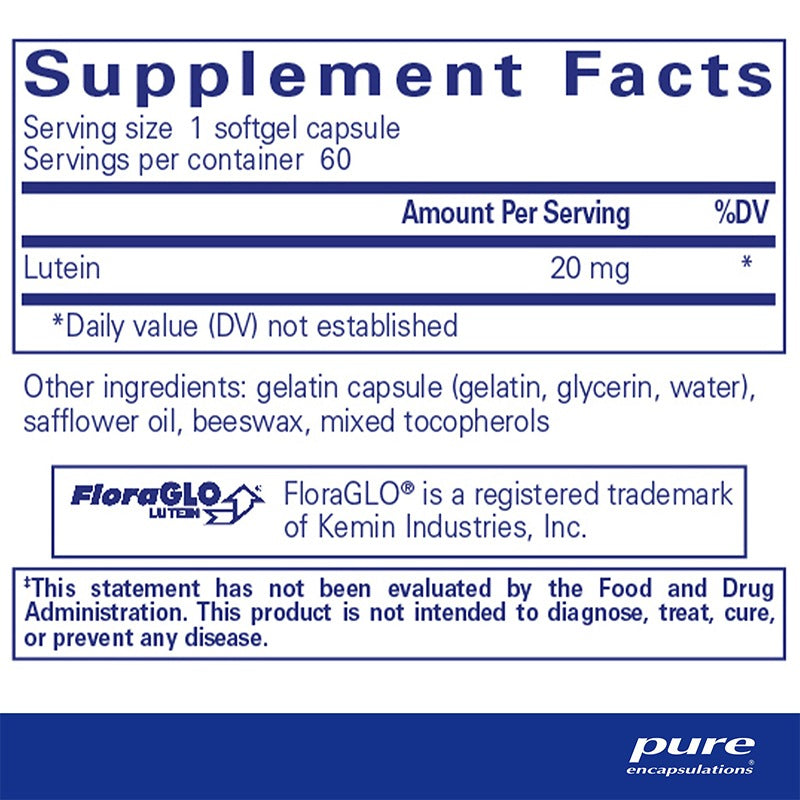 Pure Encapsulations Lutein Supplement Facts