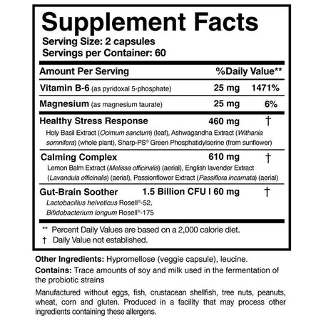 Researched Nutritionals AnxiaEase Supplement Facts