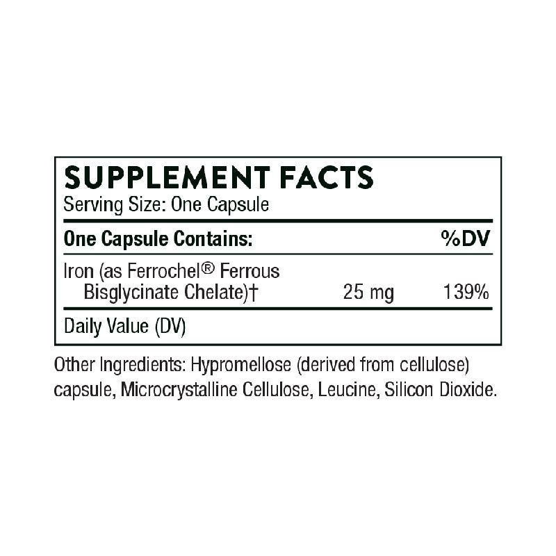 Thorne Iron Bisglycinate Supplement Facts