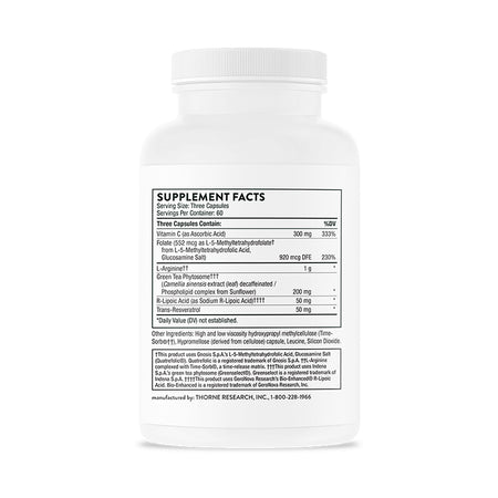 Thorne l-Arginine Plus (formerly Perfusia Plus) Supplement Facts