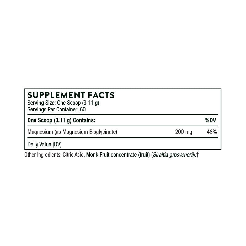 Thorne Magnesium Bisglycinate Supplement Facts