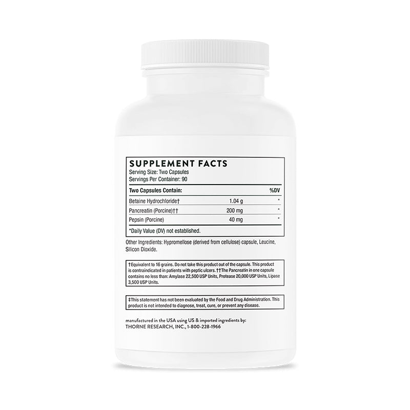 Thorne Multi Enzymes (formerly B.P.P.) Supplement Facts