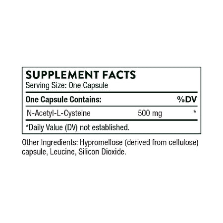 Thorne NAC Supplement Facts