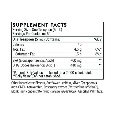 Thorne Omega Superb - Lemon Berry Supplement Facts