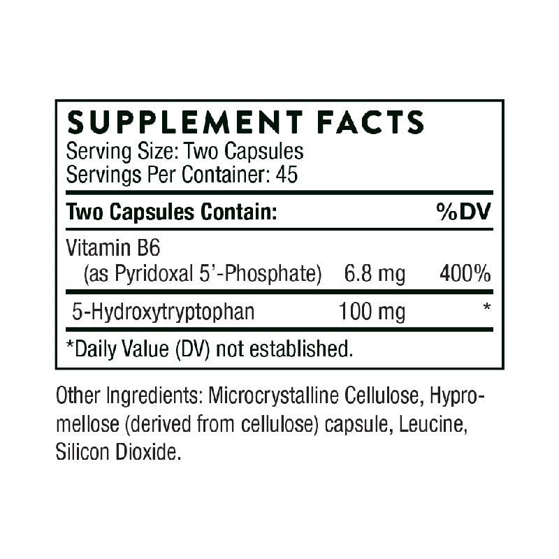 Thorne 5-Hydroxytryptophan Supplement Facts