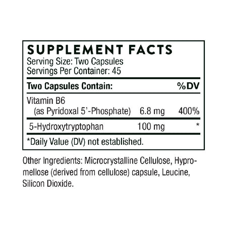Thorne 5-Hydroxytryptophan Supplement Facts