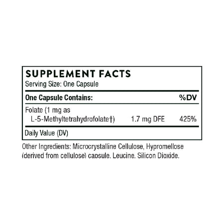 Thorne 5-MTHF 1 mg Supplement Facts