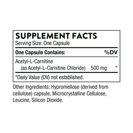 Thorne Acetyl-L-Carnitine Supplement Facts