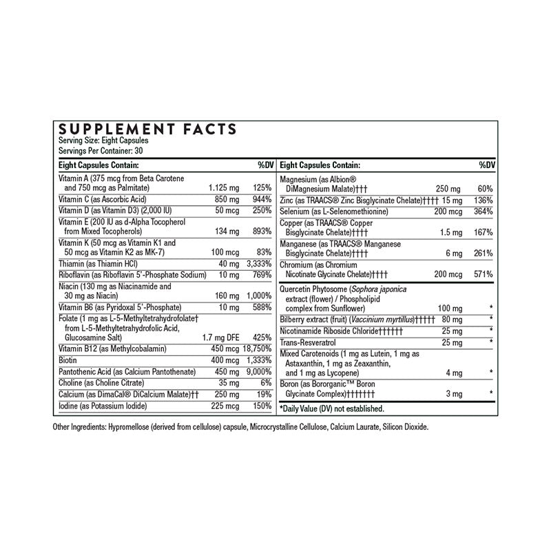 Thorne Advanced Nutrients Supplement Facts