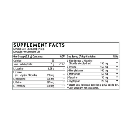 Thorne Amino Complex (Berry) Supplement Facts