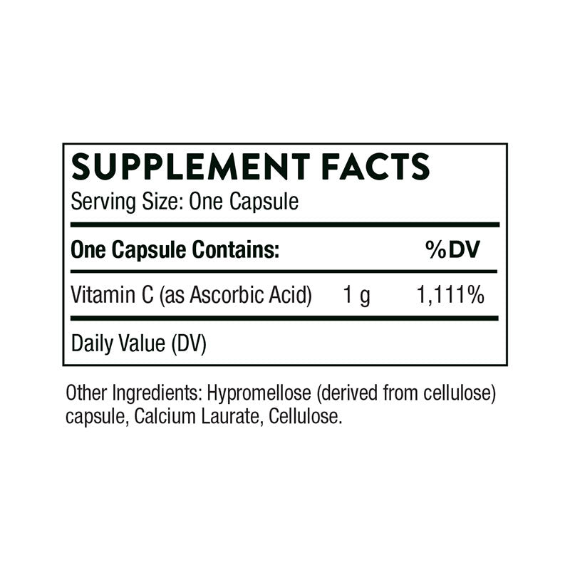 Thorne Ascorbic Acid Supplement Facts