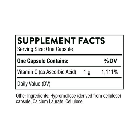 Thorne Ascorbic Acid Supplement Facts