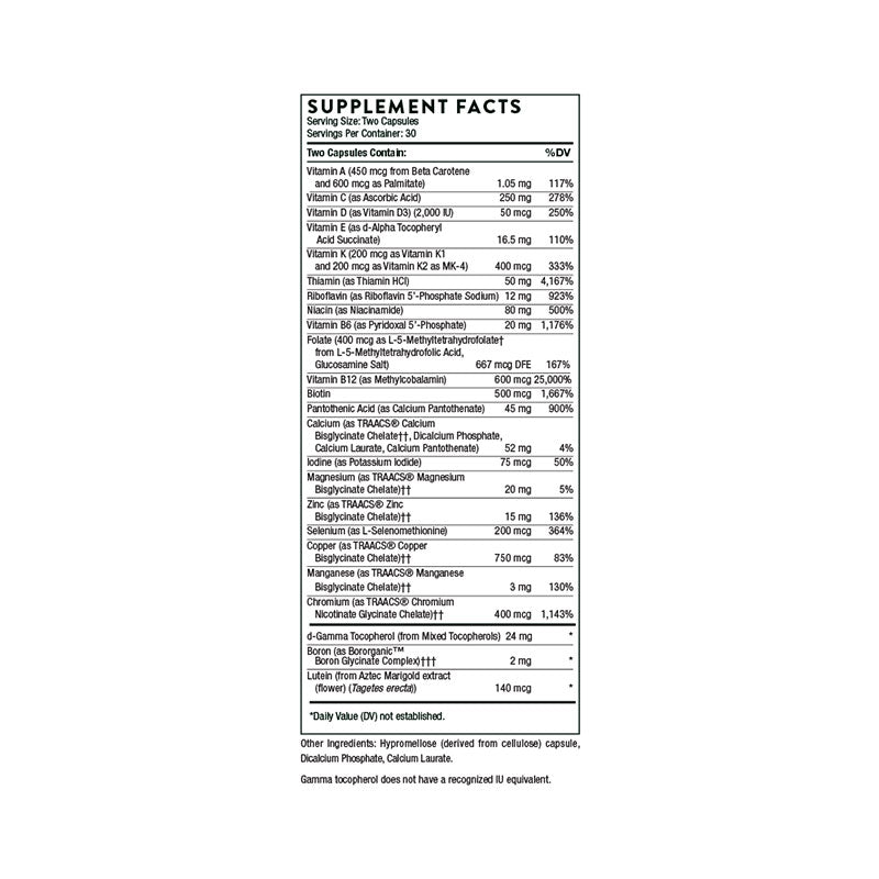 Thorne Basic Nutrient 2/Day Supplement Facts