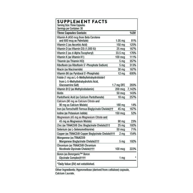 Thorne Basic Prenatal Supplement Facts