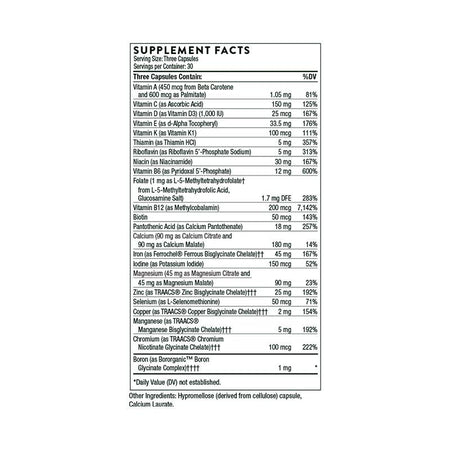 Thorne Basic Prenatal Supplement Facts