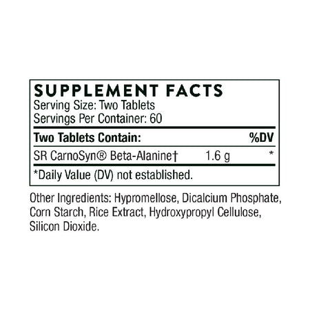 The supplement facts for Beta Alanine-SR by Thorne