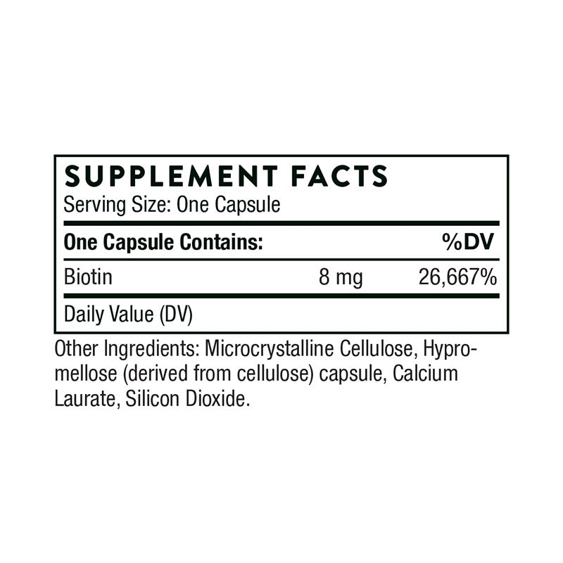 The supplement facts for Biotin-8 by Thorne