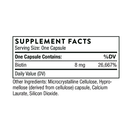 The supplement facts for Biotin-8 by Thorne