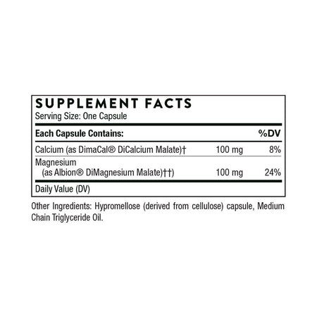 The supplement facts for Calcium-Magnesium Malate by Thorne