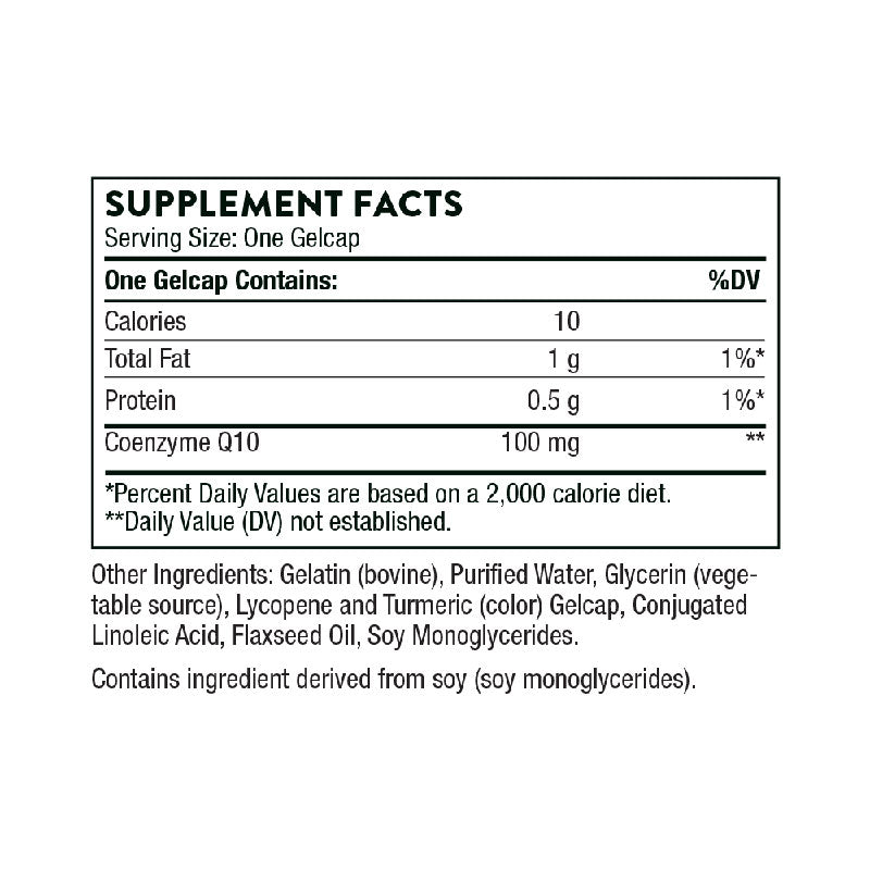 Thorne CoQ10 Supplement Facts