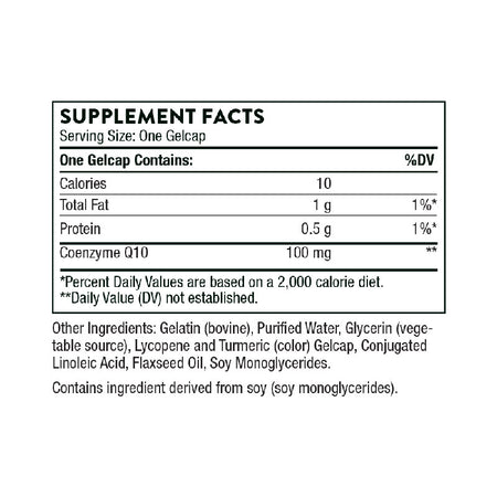 Thorne CoQ10 Supplement Facts