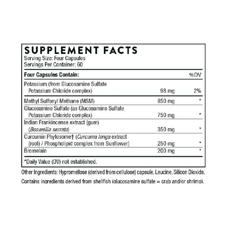 Thorne Joint Support Nutrients Supplement Facts