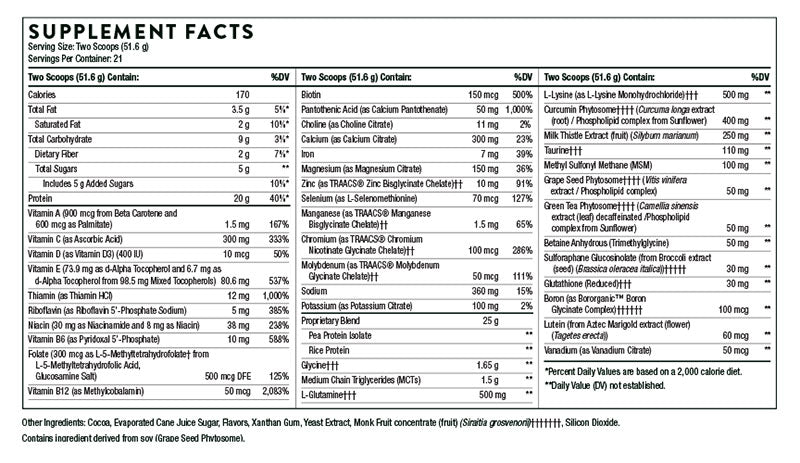 Thorne mediclear-sgs-chocolate Supplement Facts