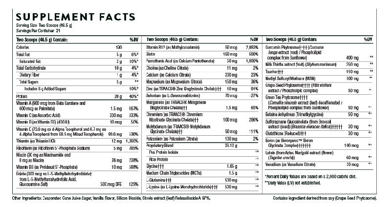 Thorne mediclear-sgs-vanilla Supplement Facts