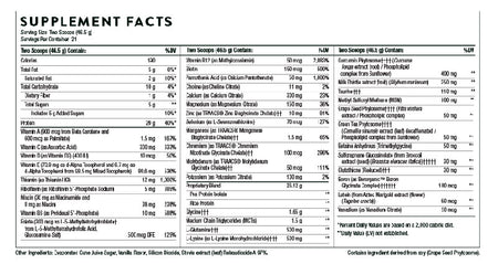 Thorne mediclear-sgs-vanilla Supplement Facts