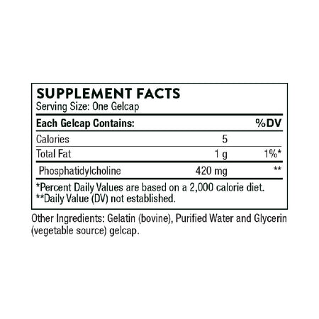 Thorne phosphatidyl-choline Supplement Facts