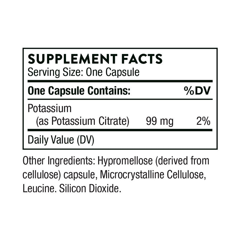 Thorne Potassium Citrate Supplement Facts